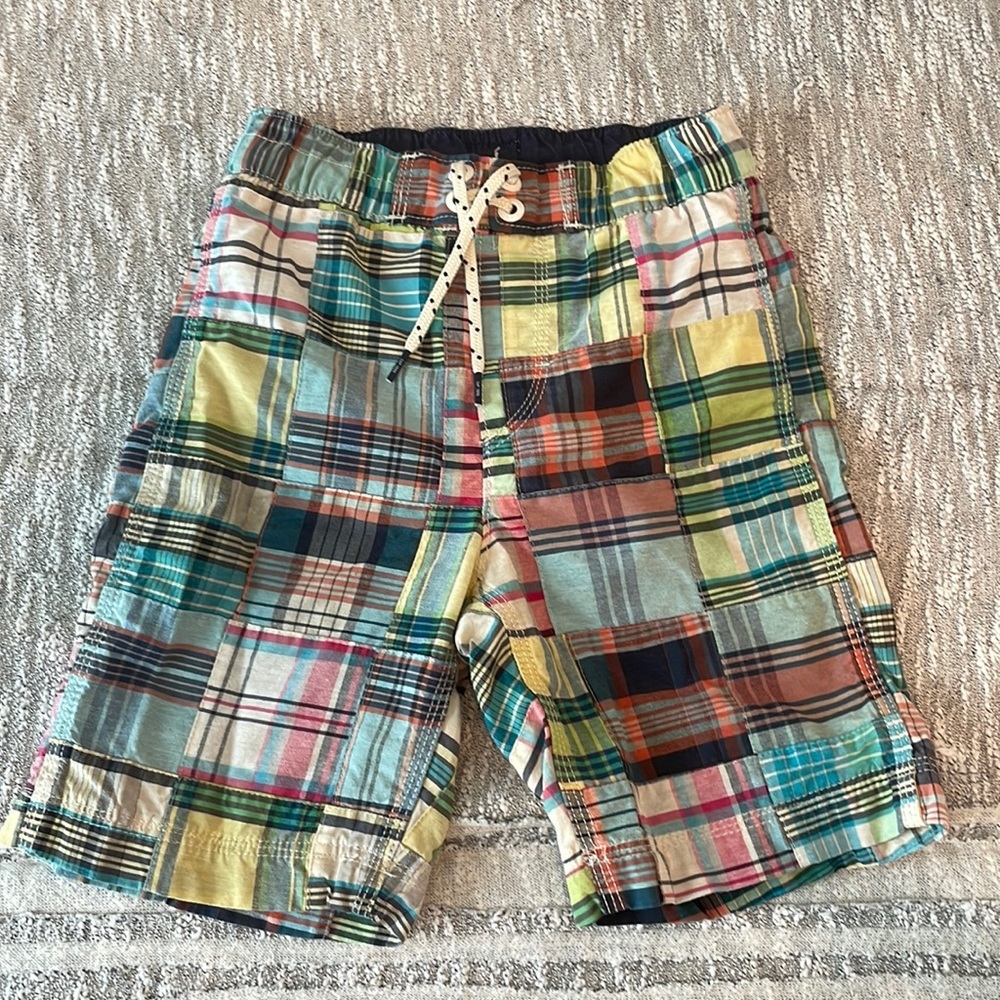 Boys GapKids Madras swim trunks sz S